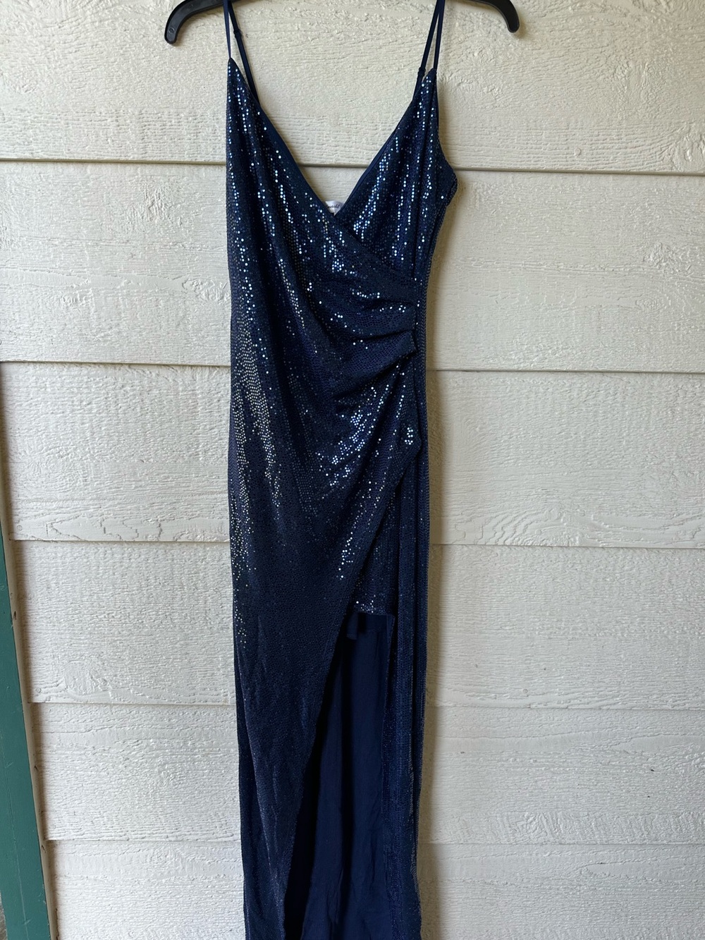 Navy blue sequin maxi dress